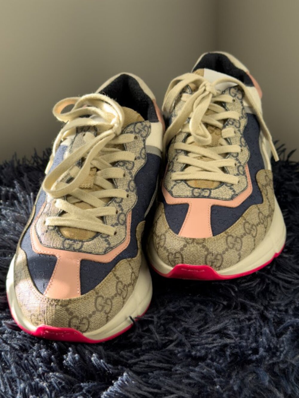 Gucci GG Rhyton Beige Pink Sneakers EU40/US10